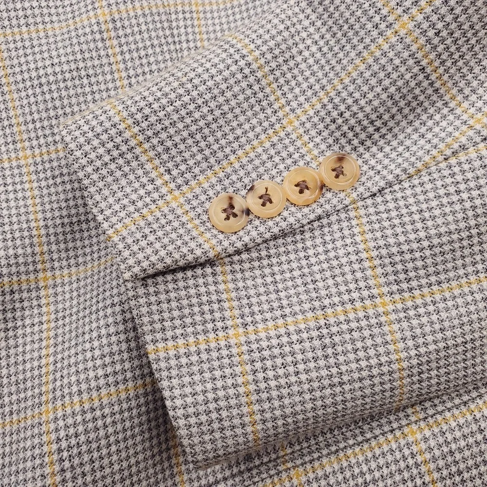 Corporate Image Blazer Mens 42L Black Yellow Houndstooth Windowpane Sport Coat‎